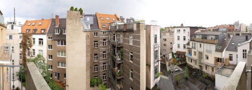 Backyard in Cologne. Panorama shot in Cologne